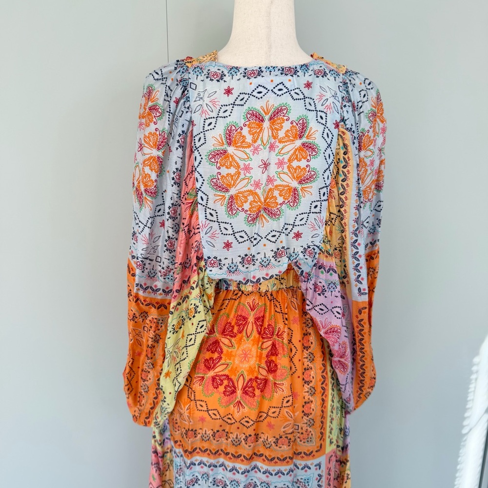 SUNDRESS x REVOLVE Tiya Dress In Saint Tropez Patchwork Print Size M/L - Picture 7 of 8